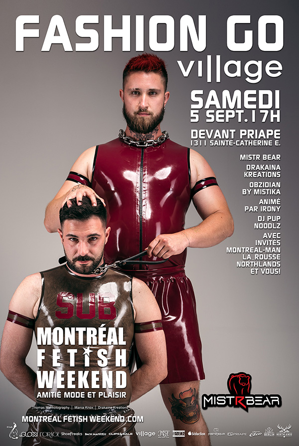 VILLAGE FASHION GO BEAR DRAKAINA KREATIONS MISTR BEAR OBZIDIAN BY MISTIKA VILLAGE FASHION GO Montreal Fetish Weekend Festival Fashion Latex LGBTQ party event