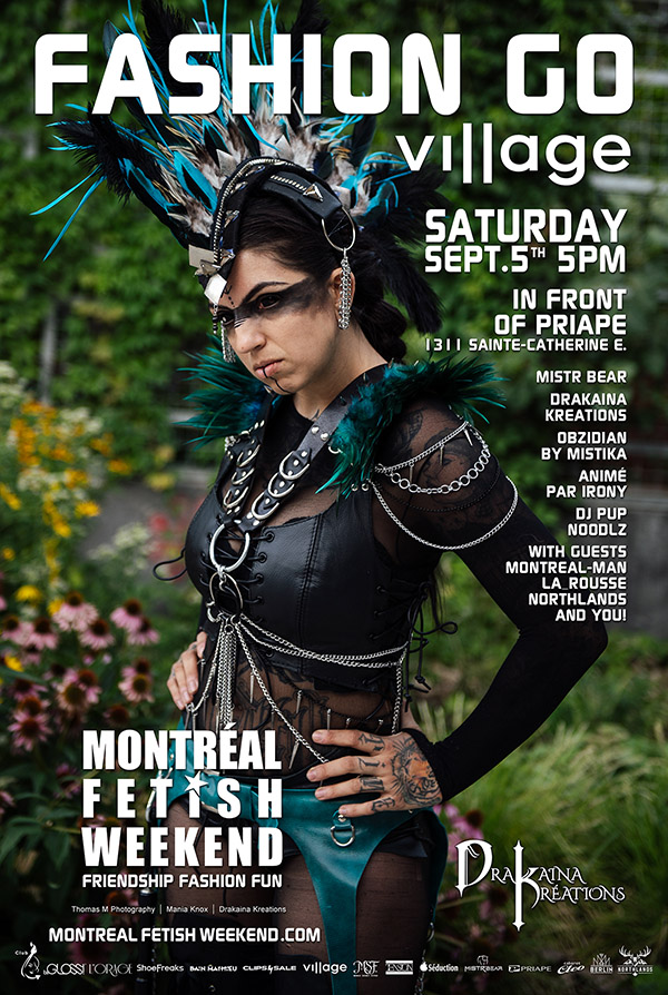 DRAKAINA KREATIONS MISTR BEAR OBZIDIAN BY MISTIKA VILLAGE FASHION GO Montreal Fetish Weekend Festival Fashion Latex LGBTQ party event