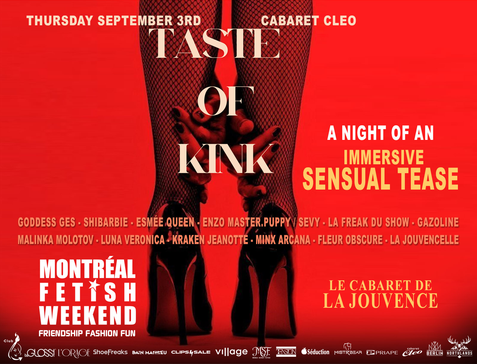 Taste of Kink Cabaret Cleo La Jouvence Montreal Fetish Weekend Festival Fashion Latex LGBTQ party event